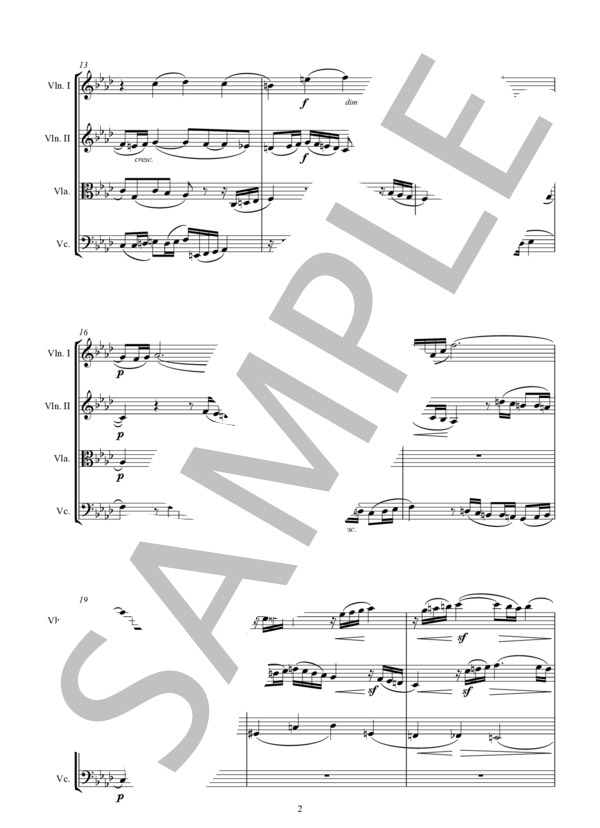 平均律クラヴィーア曲集 第12番 フーガ (ヨハン・セバスチャン・バッハ) / 弦楽四重奏 入門 - サンプル譜面 2/5