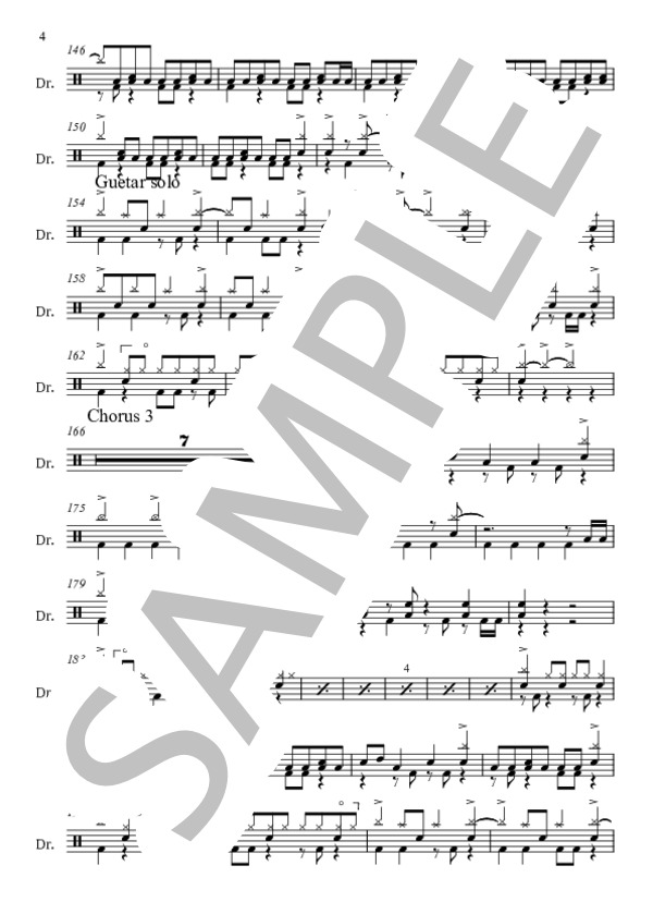 catch the moment -Drum score- (LiSA) / ドラム 中級 - サンプル譜面 4/5
