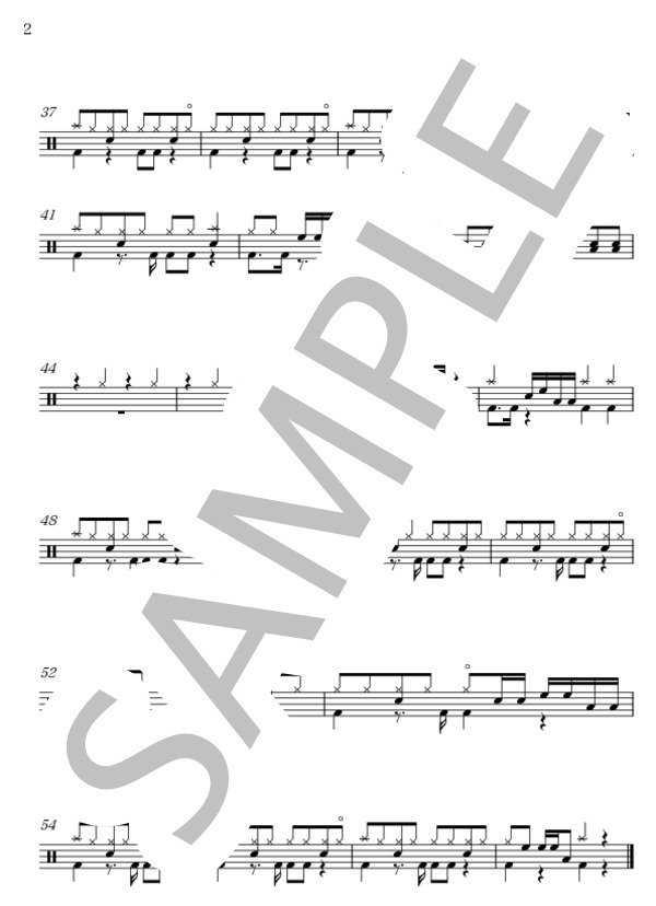 やさしいキスをして -Drum score- (DREAMS COME TRUE) / ドラム 初級 - サンプル譜面 2/2