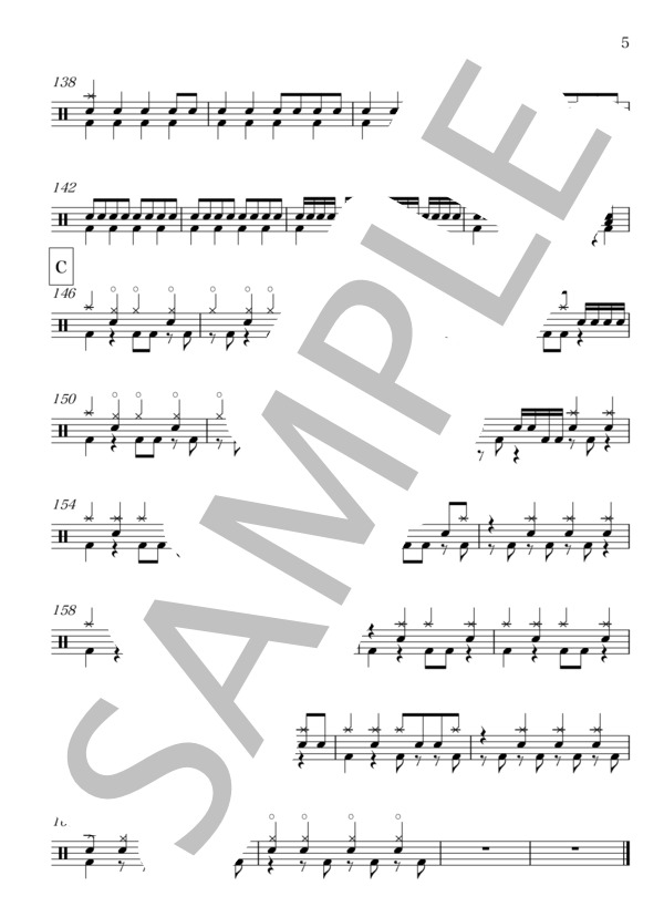 ヒバナ -Drum Score-  / DECO*27 (DECO＊27) / ドラム 中級 - サンプル譜面 5/5