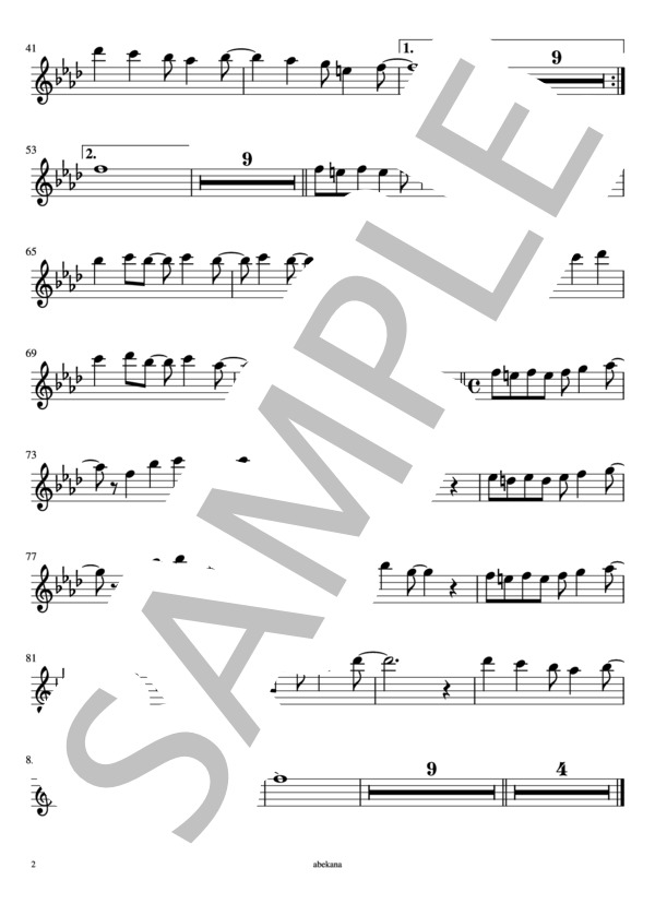 【in C】美少女心理 (℃-UTE) / フルート 初〜中級 - サンプル譜面 2/2