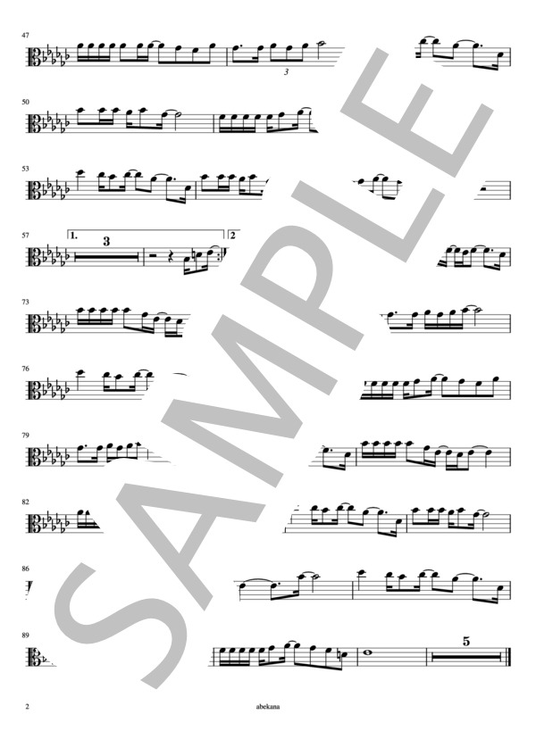【in C】シルバーの腕時計（ハ音記号） (モーニング娘。) / ヴィオラ 初〜中級 - サンプル譜面 2/2