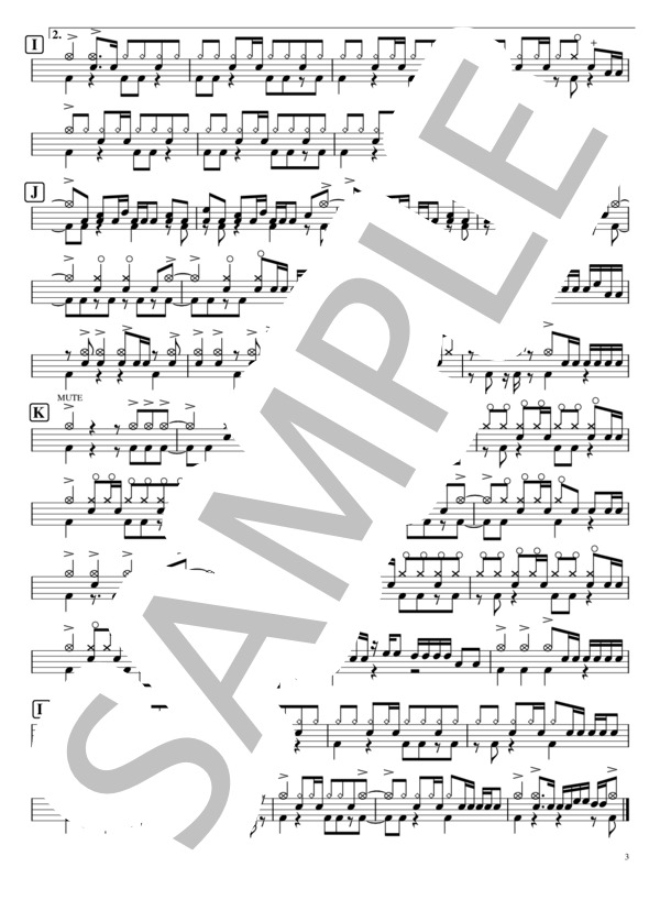 絶叫セレナーデ (sumika) / ドラム 中〜上級 - サンプル譜面 3/3