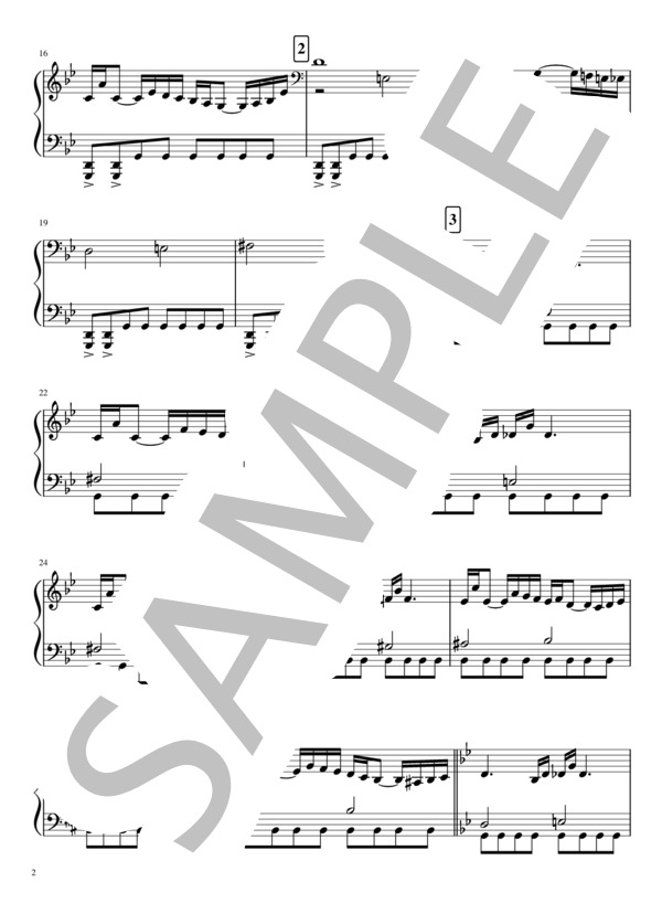 【初級】テーマ・オブ・半沢直樹 ～Main Title～ / Piano Solo (服部 隆之) / ピアノソロ 初級 - サンプル譜面 2/5