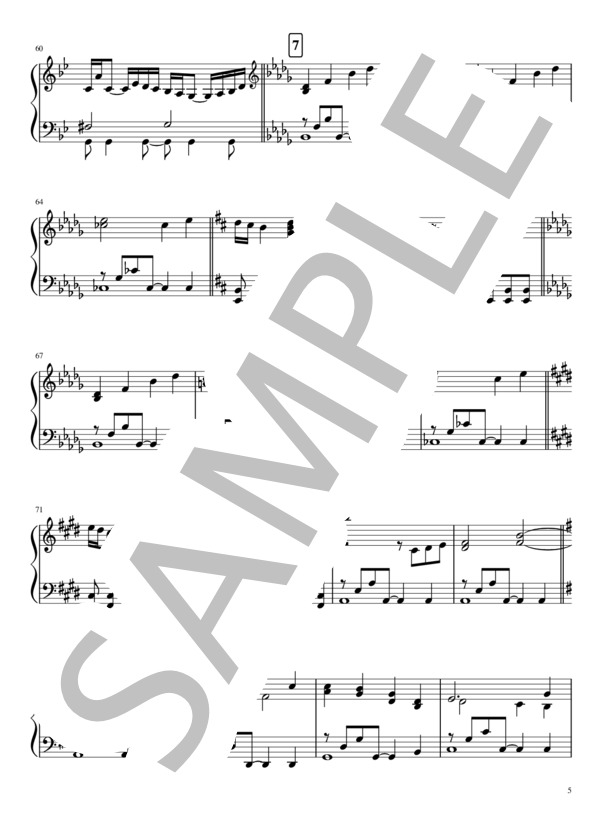 【初級】テーマ・オブ・半沢直樹 ～Main Title～ / Piano Solo (服部 隆之) / ピアノソロ 初級 - サンプル譜面 5/5