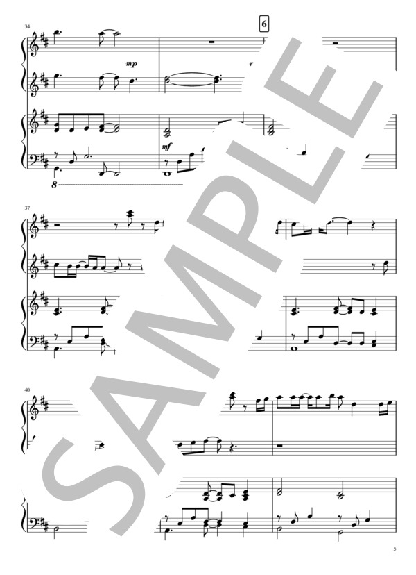 【連弾 3種】炎 / LiSA / 劇場版「鬼滅の刃」無限列車編 主題歌 / ピアノ連弾 上級 - サンプル譜面 5/5