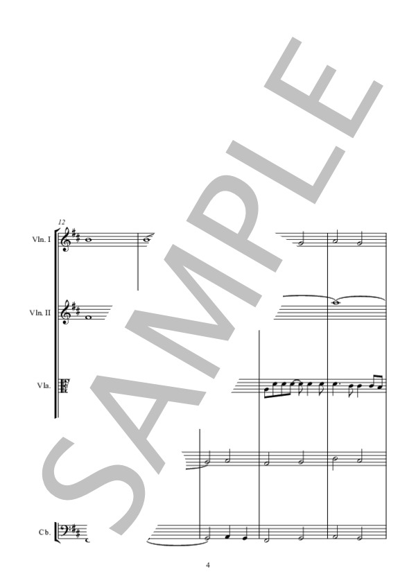 風の谷のナウシカ(Nausicaa of the valley of the wind)IMAGE SONGイメージソング (安田 成美) / アンサンブル弦楽 中〜上級 - サンプル譜面 4/5