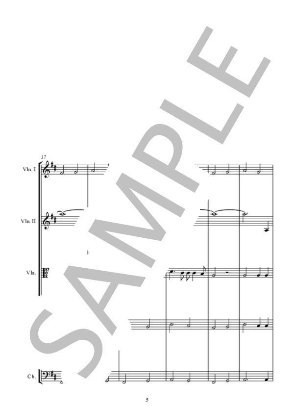 風の谷のナウシカ(Nausicaa of the valley of the wind)IMAGE SONGイメージソング (安田 成美) / アンサンブル弦楽 中〜上級 - サンプル譜面 5/5