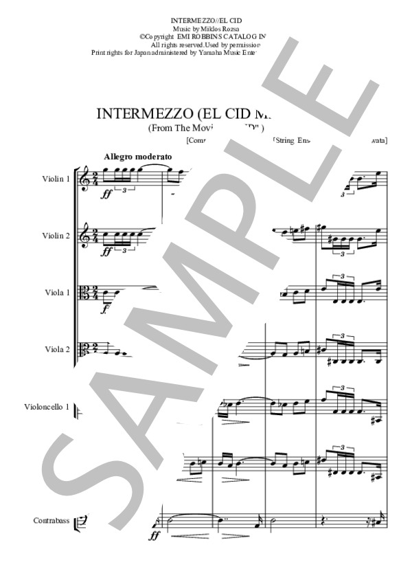INTERMEZZO   (EL CID MARCH) (ミクロス・ローザ) / アンサンブル弦楽 中〜上級 - サンプル譜面 1/5