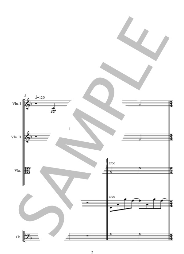 la pioggia (久石 讓) / アンサンブル弦楽 中〜上級 - サンプル譜面 2/5