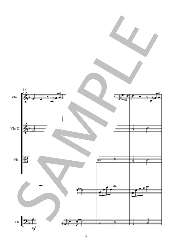 la pioggia (久石 讓) / アンサンブル弦楽 中〜上級 - サンプル譜面 5/5