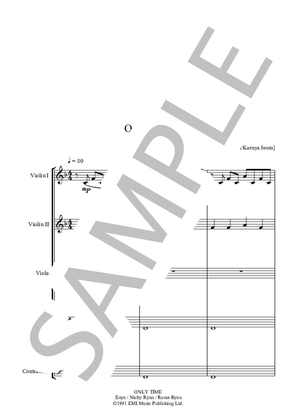 ONLY TIME オンリータイム (ENYA) / アンサンブル弦楽 中〜上級 - サンプル譜面 1/5