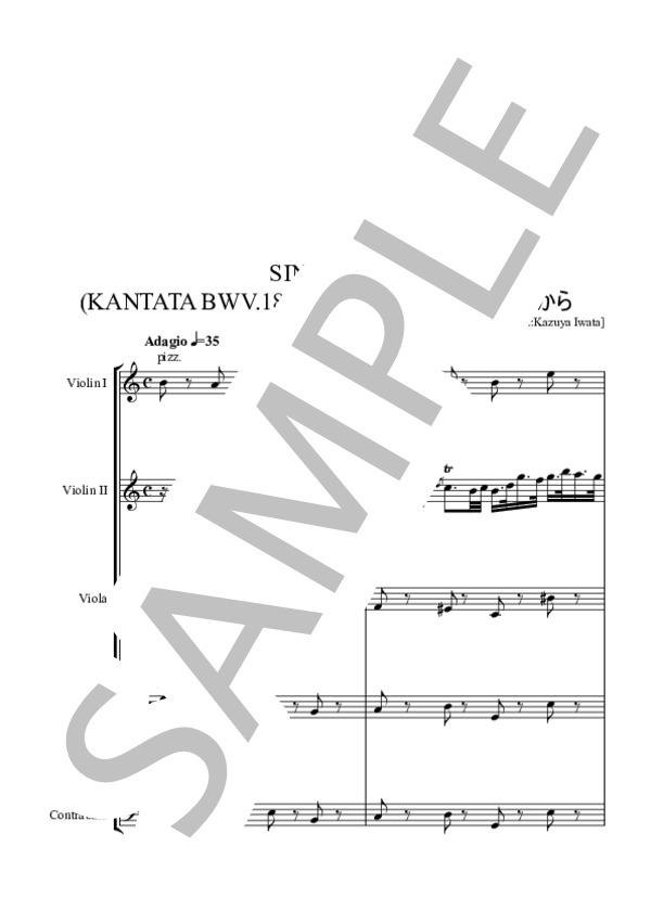 SINFONIA カンタータ  BWV.182  天の王よ、よくぞ来ませリ から (ヨハン・セバスチャン・バッハ) / アンサンブル弦楽 中級 - サンプル譜面 1/5