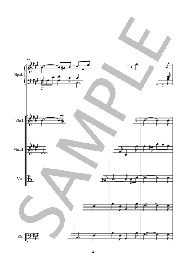 FANFARINETTE ファンファリネッテ STRING ENSEMBLE VERSION (ジャン=フィリップ・ラモー) / アンサンブルピアノ＋他楽器 中〜上級 - サンプル譜面 4/5