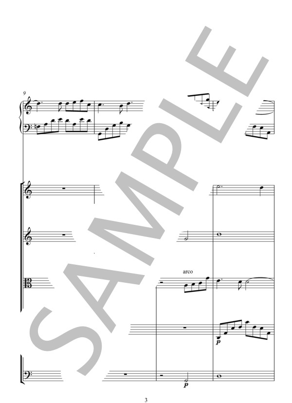 Nostalgia ノスタルジア for PIANO + STRING ENSEMBLE (久石 譲) / アンサンブルピアノ＋他楽器 上級 - サンプル譜面 3/5