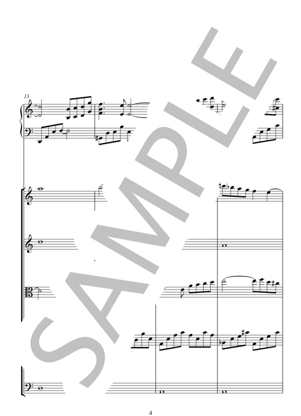 Nostalgia ノスタルジア for PIANO + STRING ENSEMBLE (久石 譲) / アンサンブルピアノ＋他楽器 上級 - サンプル譜面 4/5