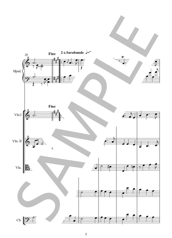 SARABANDE Ⅰ・Ⅱ (ジャン=フィリップ・ラモー) / アンサンブルピアノ＋他楽器 中〜上級 - サンプル譜面 5/5