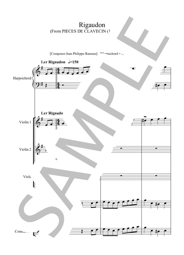 RIGAUDON リゴードン (ジャン=フィリップ・ラモー) / アンサンブルピアノ＋他楽器 中〜上級 - サンプル譜面 1/5