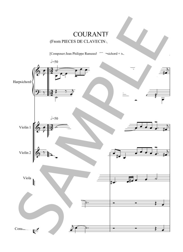 COURANTE クーラント (ジャン=フィリップ・ラモー) / アンサンブルピアノ＋他楽器 中〜上級 - サンプル譜面 1/5