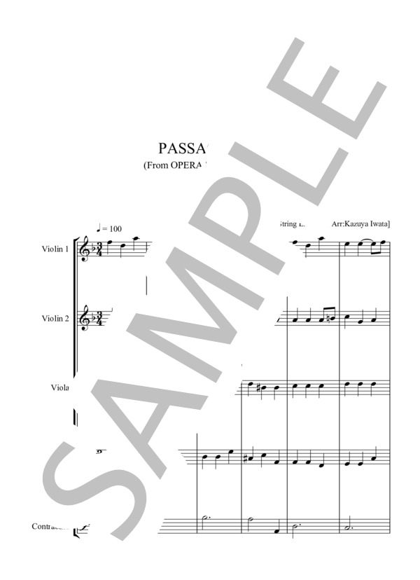 PASSACAILLE 歌劇「アシスとガラテア」からパッサカリア (ジャン＝バティスト・リュリ) / アンサンブル弦楽 中級 - サンプル譜面 1/5