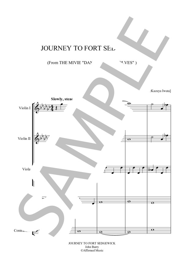 2 曲目  /  全 8 曲 JOURNEY TO FORT SEDGEWICK 映画「ダンスウイズウルブス」DANCES WITH WOLVES から (ジョン・バリー) / アンサンブル弦楽 中〜上級 - サンプル譜面 1/5