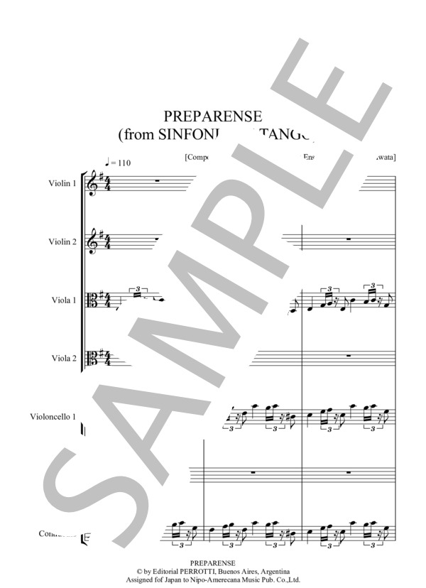 PREPARENSE (アストル・ピアソラ) / アンサンブル弦楽 中〜上級 - サンプル譜面 1/5