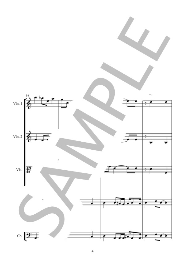 MELANCHORY GALLIARD メランコリー ガイヤルド (ジョン・ダウランド) / アンサンブル弦楽 中級 - サンプル譜面 4/5