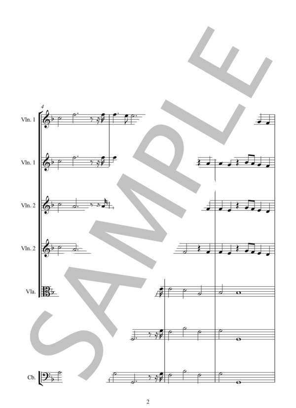 SYMPHONY No.8 in D Minor (ウィリアム・ボイス) / アンサンブル弦楽 中〜上級 - サンプル譜面 2/5