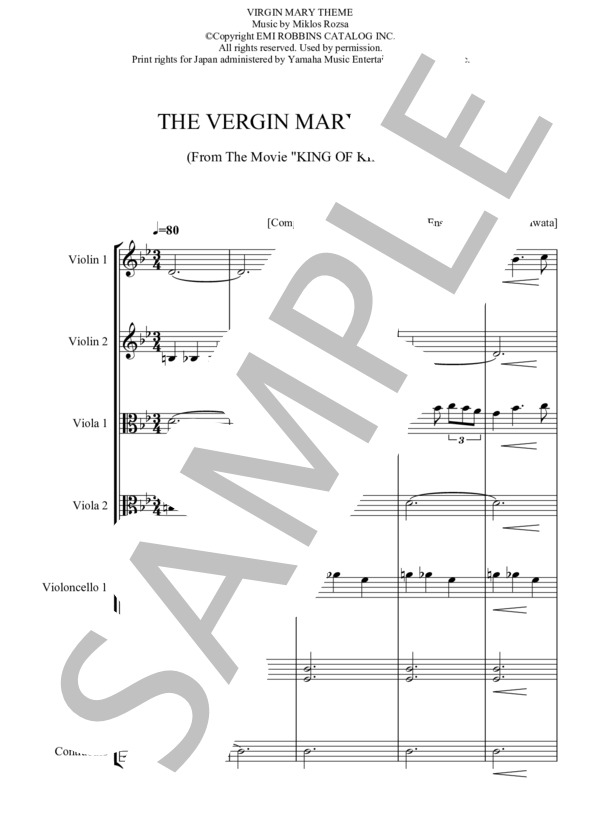 ④  / 11 VIRGIN MARY THEME 聖女マリアのテーマ (ミクロス・ローザ) / アンサンブル弦楽 中〜上級 - サンプル譜面 1/5
