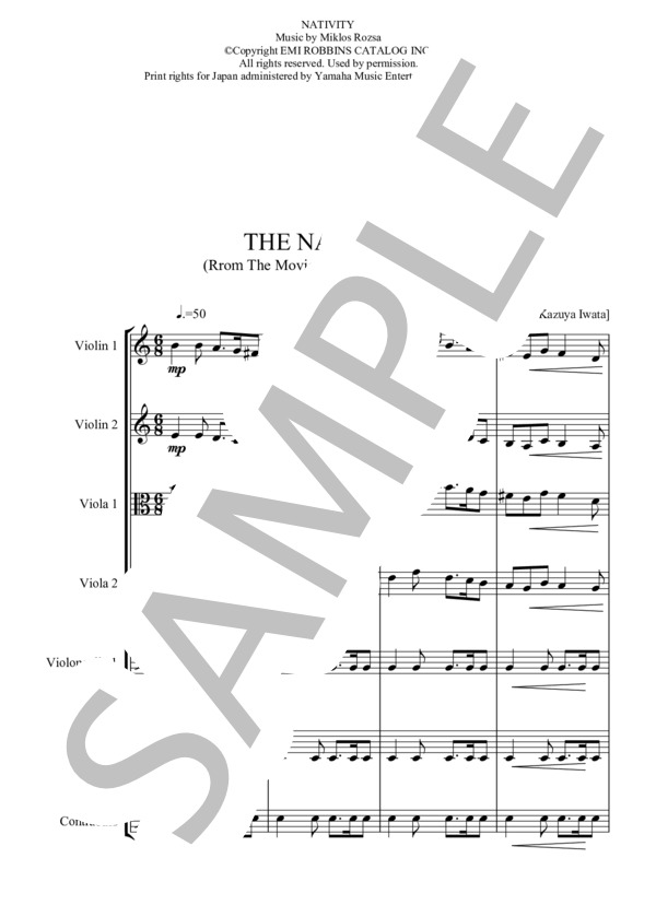 ⑤  / 11 THE NATIVITY キリストの降誕 (ミクロス・ローザ) / アンサンブル弦楽 中〜上級 - サンプル譜面 1/5