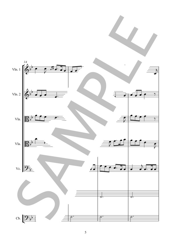 ⑤  / 11 THE NATIVITY キリストの降誕 (ミクロス・ローザ) / アンサンブル弦楽 中〜上級 - サンプル譜面 5/5