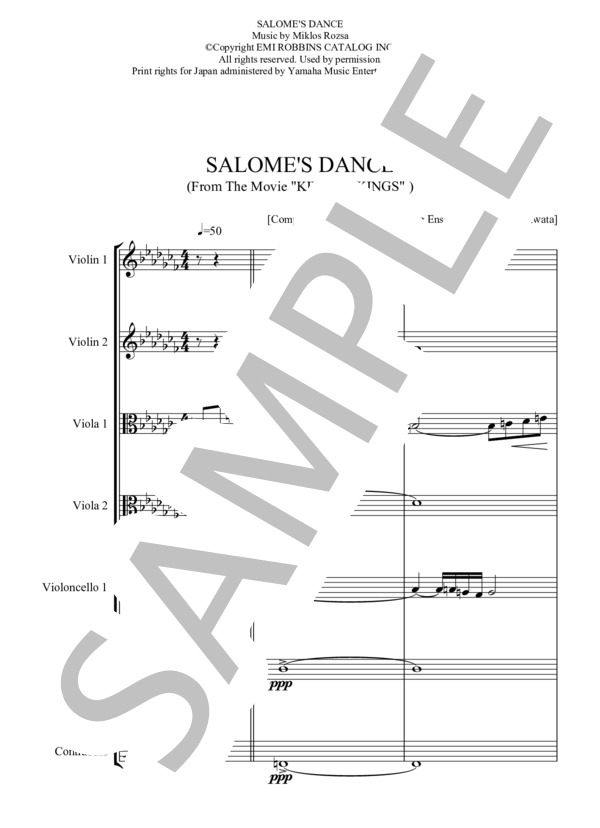 ⑦  / 11 SALIME'S DANCE サロメの踊り (ミクロス・ローザ) / アンサンブル弦楽 中〜上級 - サンプル譜面 1/5