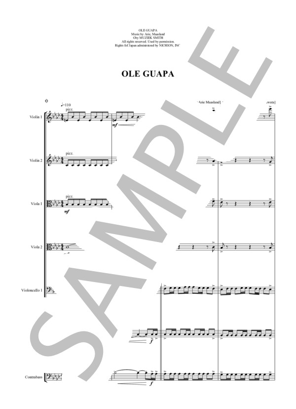 OLE GUAPA オレガッパ (踊れ、娘さん） (ARIE MAASLAND) / アンサンブル弦楽 中〜上級 - サンプル譜面 1/5