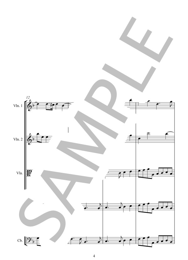 CHURCH SONATA Op.3 No.1～12 No.1～12 for STRING ENSEMBLE in 5 PARTS コレルリ：教会ソナタ 作品3 全12曲 弦楽五重奏版 (ARCANGELO・CORELLI) / アンサンブル弦楽 中〜上級 - サンプル譜面 4/5