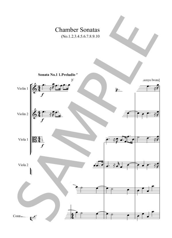 CHAMBER SONATA Op.4 No.1～12 for STRING ENSEMBLE in 6 PARTS 室内ソナタ 作品 4 全12曲 弦楽六重奏版 (ARCANGELO・CORELLI) / アンサンブル弦楽 中〜上級 - サンプル譜面 1/5