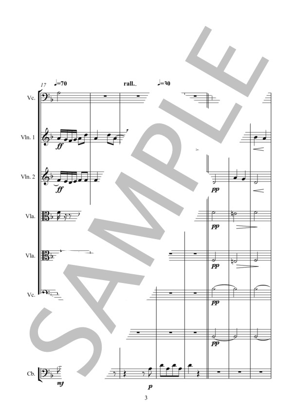 ①   /   4 恋人の婚礼の時 歌曲「さすらう若人の歌」から第1曲目 for Violoncello Solo ＋ STRING ENSEMBLE チェロと弦楽アンサンブル版 (グスタフ・マーラー) / アンサンブル弦楽 中〜上級 - サンプル譜面 3/5