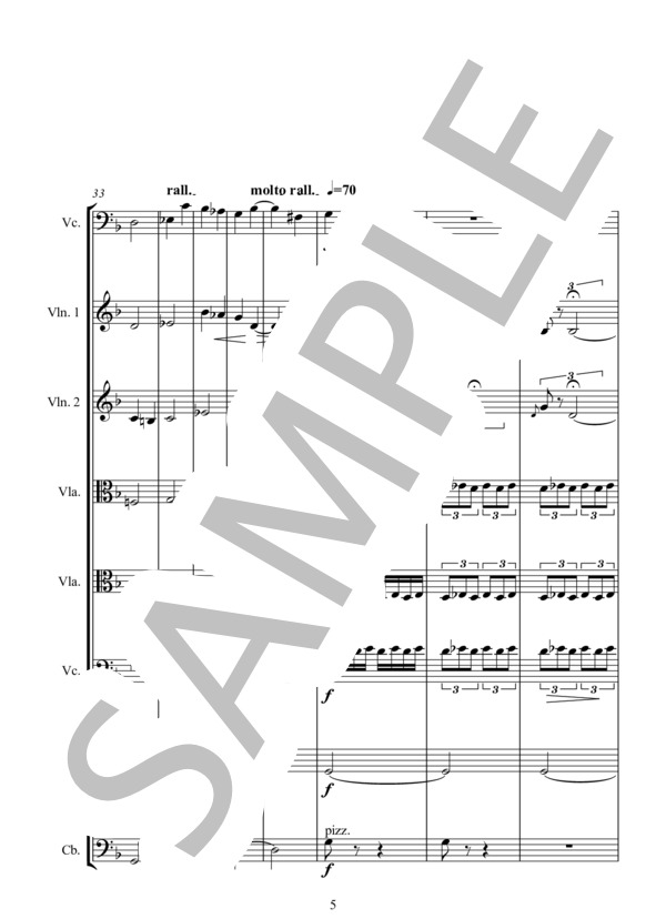 ①   /   4 恋人の婚礼の時 歌曲「さすらう若人の歌」から第1曲目 for Violoncello Solo ＋ STRING ENSEMBLE チェロと弦楽アンサンブル版 (グスタフ・マーラー) / アンサンブル弦楽 中〜上級 - サンプル譜面 5/5