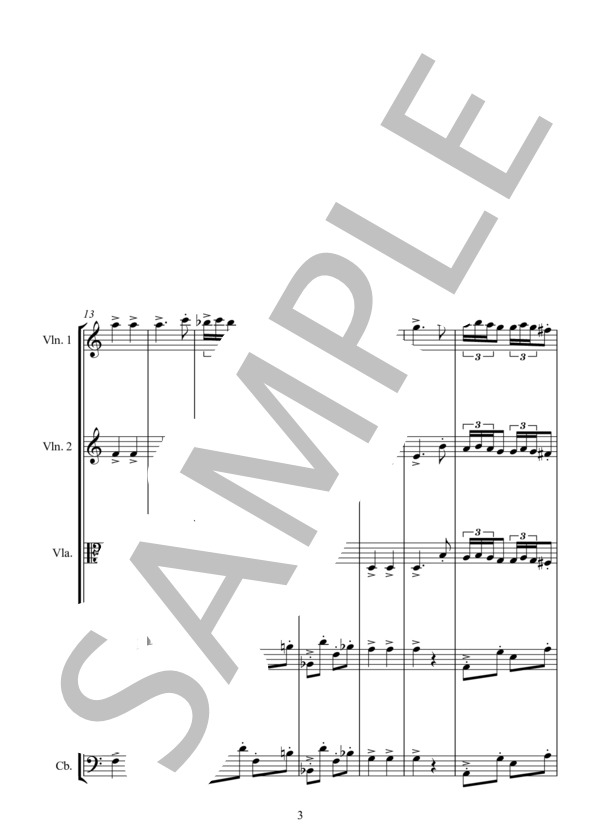 OVERTURE from The Movie " 7th Voyage of Sinbad " 映画 シンドバッド7回目の航海から序曲 (バーナード・ハーマン) / アンサンブル弦楽 中〜上級 - サンプル譜面 3/5