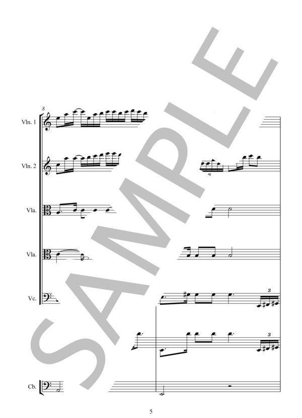 MIDAREGAMI for STRING ENSEMBLE みだれ髪 弦楽アンサンブル版 (美空 ひばり) / アンサンブル弦楽 中〜上級 - サンプル譜面 5/5