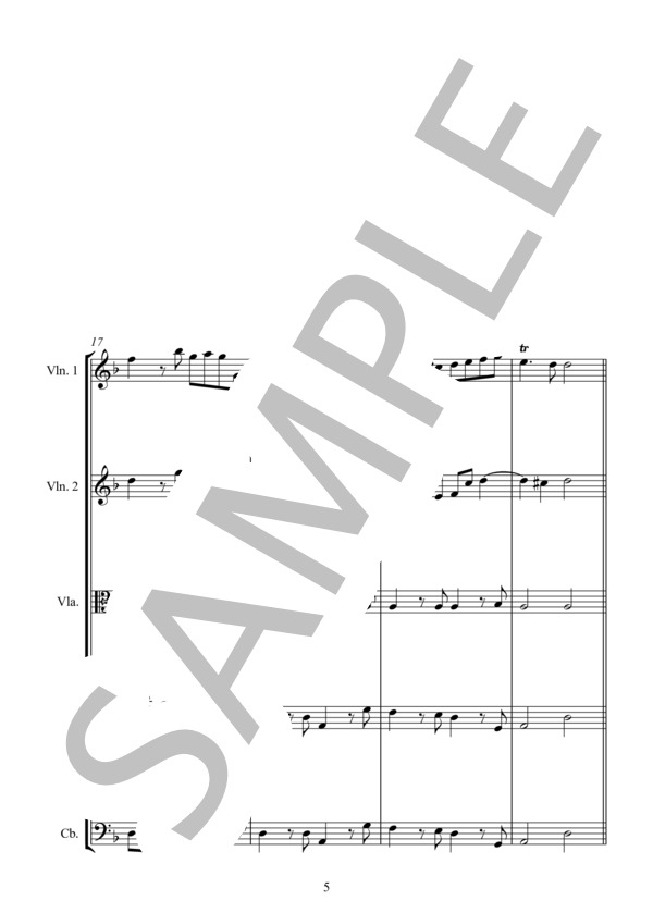 KING ARTHUR Suite for STRING ENSEMBLE 歌劇「アーサー王」から  演奏会組曲 弦楽アンサンブル版 (ヘンリー・パーセル) / アンサンブル弦楽 中級 - サンプル譜面 5/5