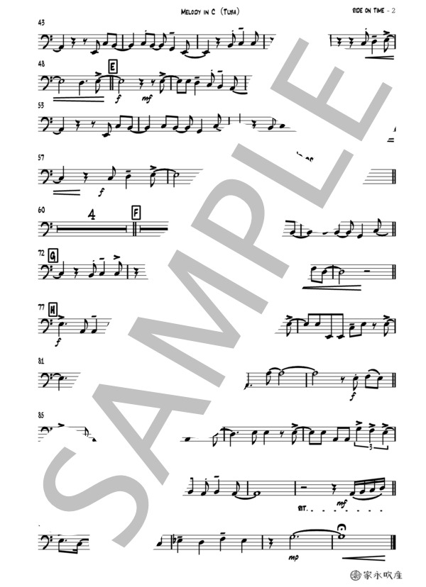 【in C(Tuba)】RIDE ON TIME〜ONE MAN SHOW〜 (山下 達郎) / チューバ 中級 - サンプル譜面 2/2