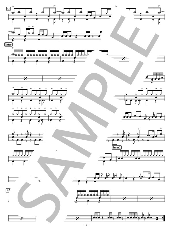 【完コピ】ルパン三世のテーマ【ドラム】 (ピート・マック・ジュニア) / 中級 - サンプル譜面 2/3