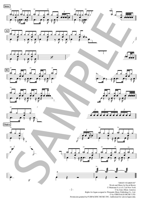 楽譜】 Ziggy Stardust / David Bowie / デビッド・ボウイ (ドラム 