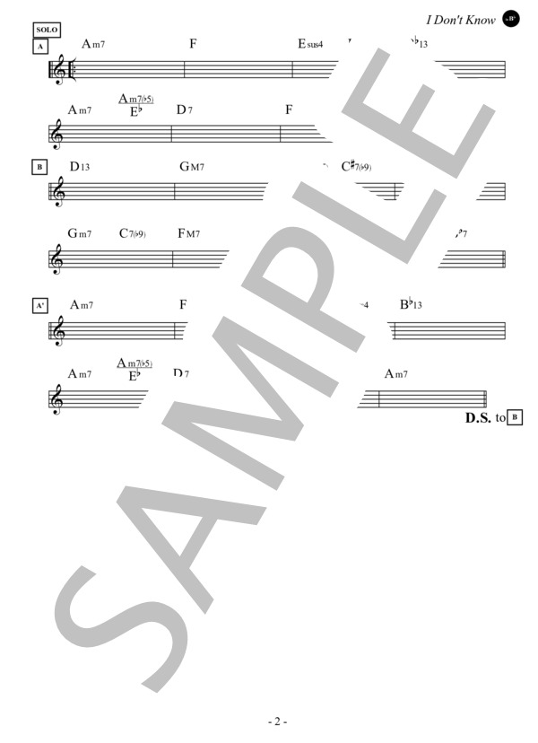 I Don't Know (Key=Gm) in B♭ / アイ・ドント・ノウ / ファンク＆ソウル・スタンダード・ライブラリ (Sheet Music) (グレッグ・マティソン) / テナーサックス 初〜中級 - サンプル譜面 2/2
