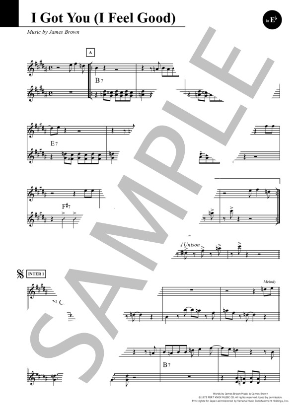 I Got You (I Feel Good) (Key=D) in E♭ / アイ・ガット・ユー（アイ・フィール・グッド) / ファンク＆ソウル・スタンダード・ライブラリ (Sheet Music) (ジェームス・ブラウン) / アルトサックス 中級 - サンプル譜面 1/2