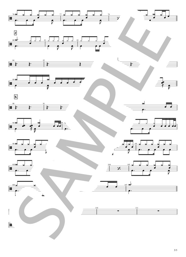 HERE (JUNNA) / ドラム 中〜上級 - サンプル譜面 3/3