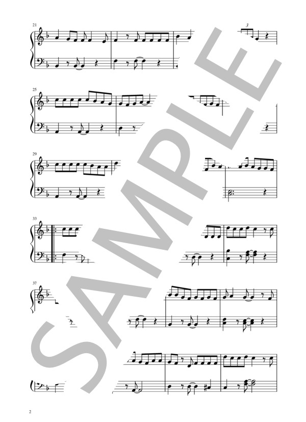 [動画有]ぎゅっと。（♭1つ簡単調） (もさを。) / ピアノソロ 入門 - サンプル譜面 2/5