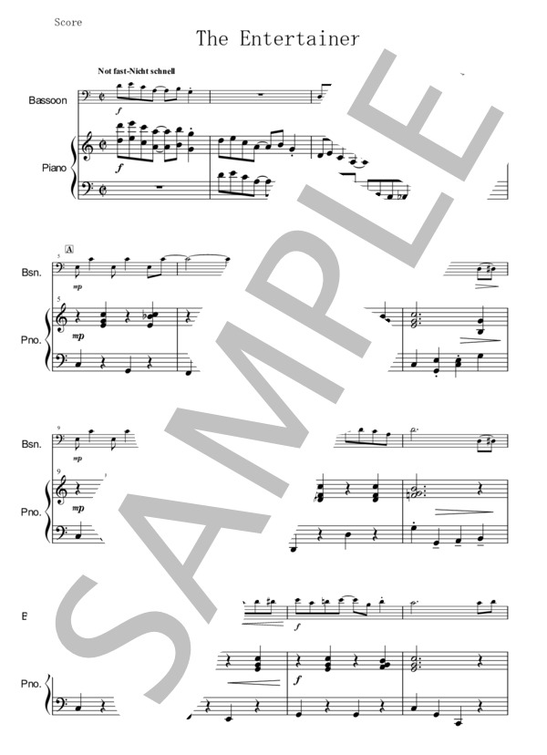 エンターテイナー (スコット・ジョプリン) / アンサンブルピアノ＋他楽器 初〜中級 - サンプル譜面 1/5