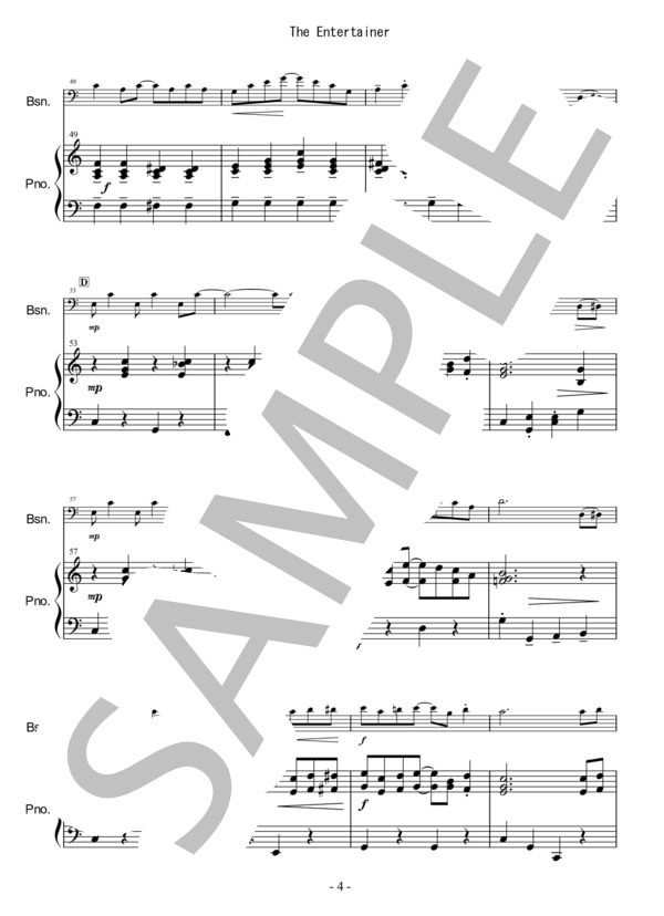 エンターテイナー (スコット・ジョプリン) / アンサンブルピアノ＋他楽器 初〜中級 - サンプル譜面 4/5