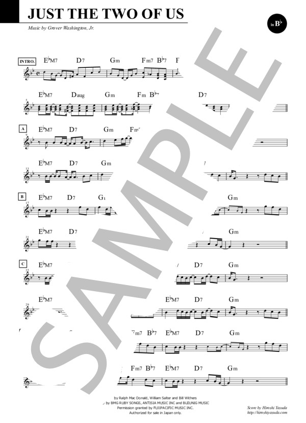 JUST THE TWO OF US (Key=Ab / Fm) in B♭ / ジャスト・ザ・トゥ・オブ・アス / ファンク＆ソウル・スタンダード・ライブラリ (Sheet Music) (グローヴァー・ワシントン・ジュニア) / テナーサックス 初〜中級 - サンプル譜面 1/2